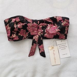 For Love & Lemons Luella Metallic Jaquard Crop Top